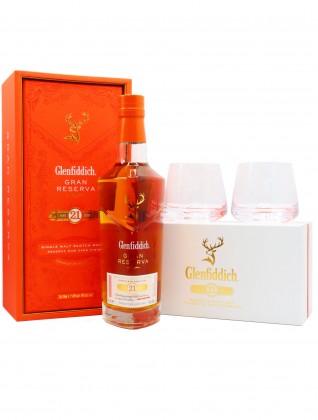 Glenfiddich Glasses & Gran Reserva Rum Cask Finish 21 year old