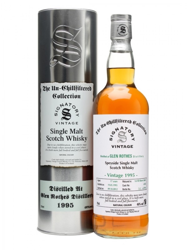 Glenrothes 1995 17 Year Old Sherry Butt #6182 Signatory Un-Chillfiltered Collection